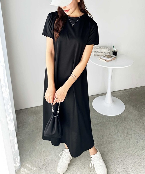 GeeRA ワンピース 接触冷感♪フレアーシルエットロングTシャツ