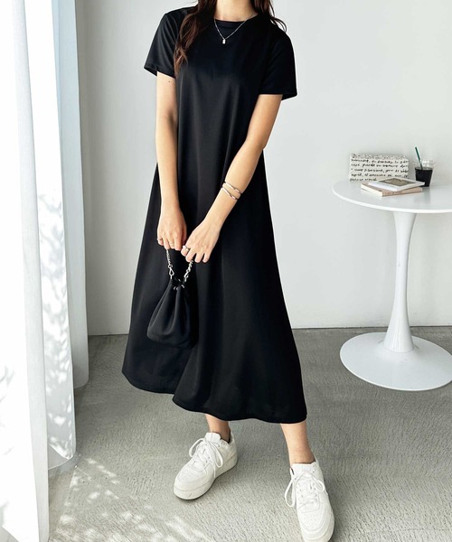 GeeRA（ジーラ） ワンピース 接触冷感♪フレアーシルエットロング半袖T