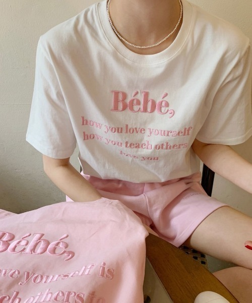tシャツ 「洗える」カラーロゴ Tシャツ レディース LACーVERT tシャツ 「累計販売枚数1万枚突破」Bebe刺繍カラー