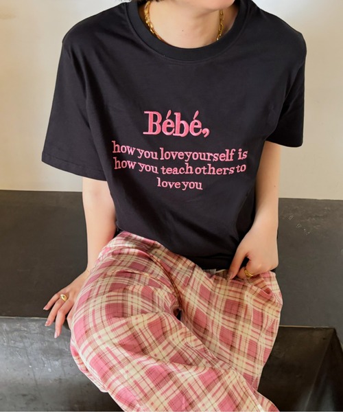 LACーVERT tシャツ 半袖 「累計販売枚数1万枚突破」Bebe刺繍カラーロゴ