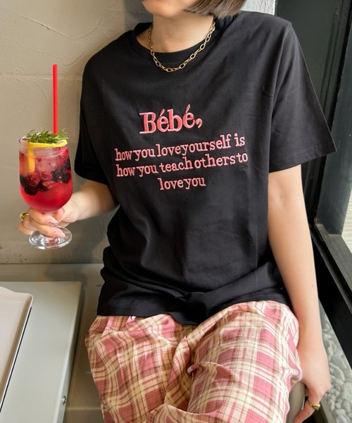 LACーVERT tシャツ 半袖 「累計販売枚数1万枚突破」Bebe刺繍カラーロゴ