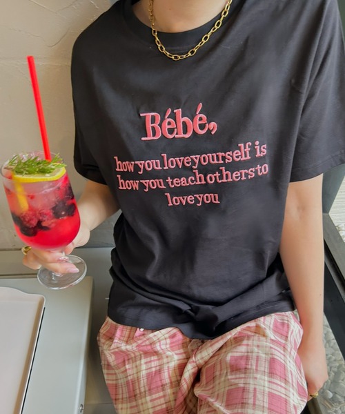 LACーVERT tシャツ 「累計販売枚数1万枚突破」Bebe刺繍カラーロゴT