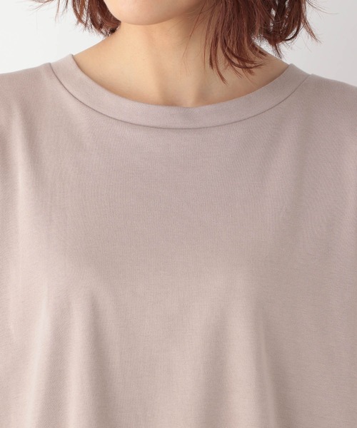 GLOBAL WORK tシャツ Tシャツ なめらかタッチギャザープル