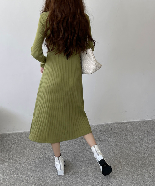 ワンピース ハイネックリブニットフレアワンピース : ZOZOTOWN Yahoo