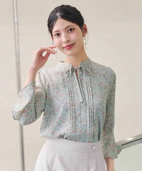 Tiaclasse ブラウス シャツ 「新色追加・洗える」フレアスリーブ花柄
