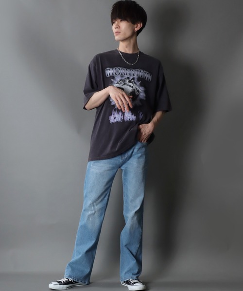 デニム・ジーパン STONE WASHED DENIM FLARE JEANS s-l400.jpg