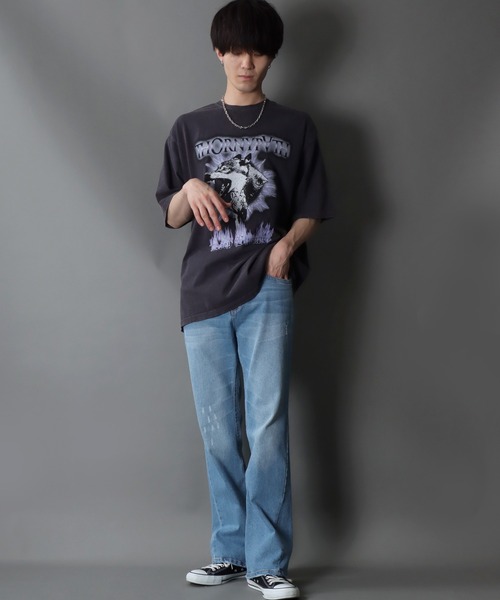 デニム・ジーパン Stained Flared Jeans SOMETHING LISA ヴィンテージフレアデニムパンツ|SOMETHING