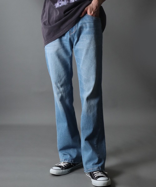 【RECTO】LOOSE FIT FLARED WIDE DENIM PANTS★韓国商品 RECTO][WOMEN] LOOSE FIT FLARED WIDE DENIM PANTS (LIGHT BLUE