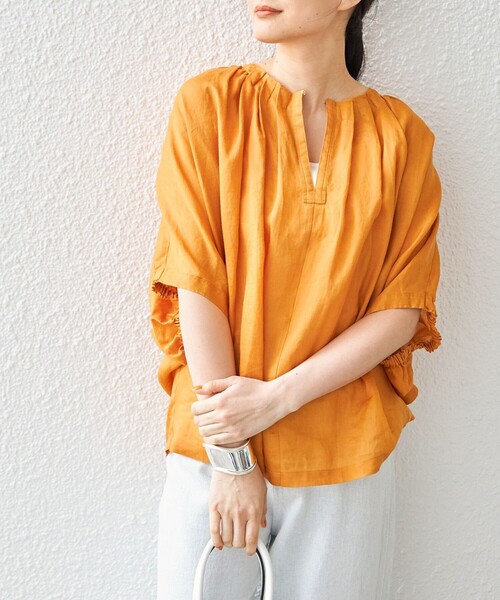 シャツ ブラウス 〈手洗い可能〉ラミー4 スキッパー ドルマン ブラウス◆ 〈手洗い可能〉ラミー4 スキッパー ドルマン