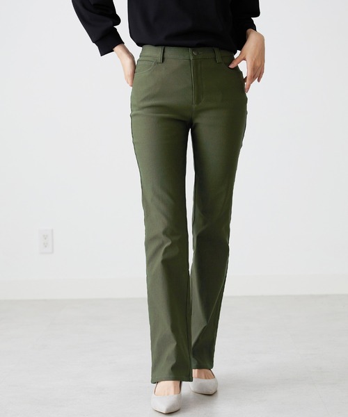 BELLUNA パンツ 静電防止！裏起毛ブーツカットパンツ股下63cm