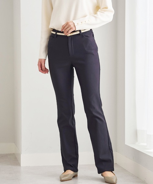 BELLUNA パンツ 静電防止！裏起毛ブーツカットパンツ股下63cm