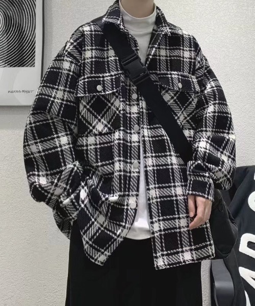 B.R.U コート ジャケット チェック柄カジュアルジャケット メンズ