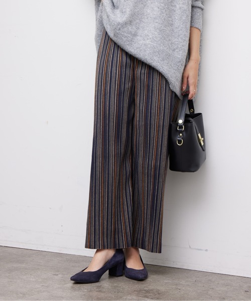 Chez toi パンツ 起毛ASST柄プリーツパンツ レディース : ZOZOTOWN 