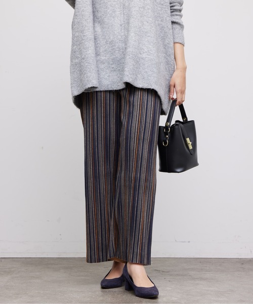 Chez toi パンツ 起毛ASST柄プリーツパンツ レディース : ZOZOTOWN 