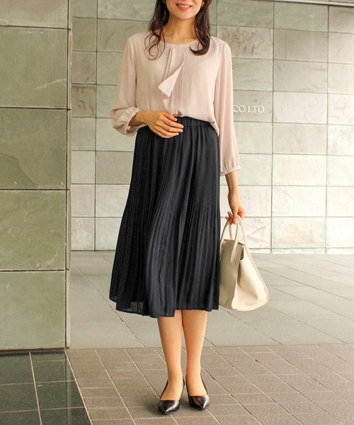 【セレモニー】【Ｌ〜６Ｌ】【fleur】 ジョーゼット フリルタイ ブラウス fleur by mint breeze ブラウス シャツ 「L〜6L 大きいサイズ