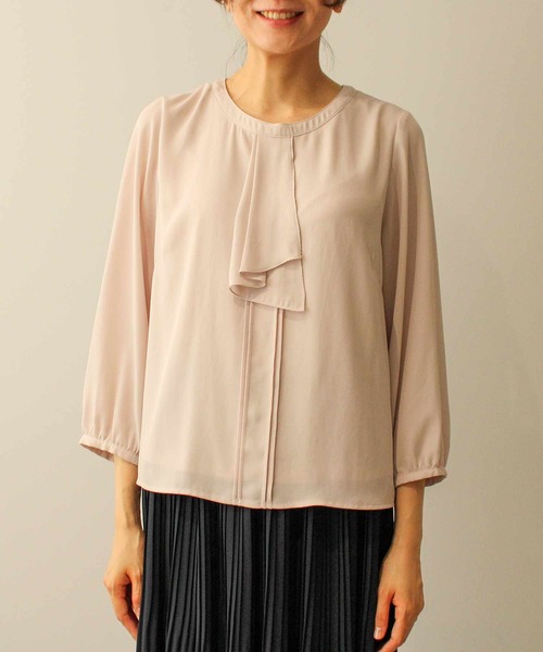 【セレモニー】【Ｌ〜６Ｌ】【fleur】 ジョーゼット フリルタイ ブラウス fleur by mint breeze ブラウス シャツ 「L〜6L 大きいサイズ