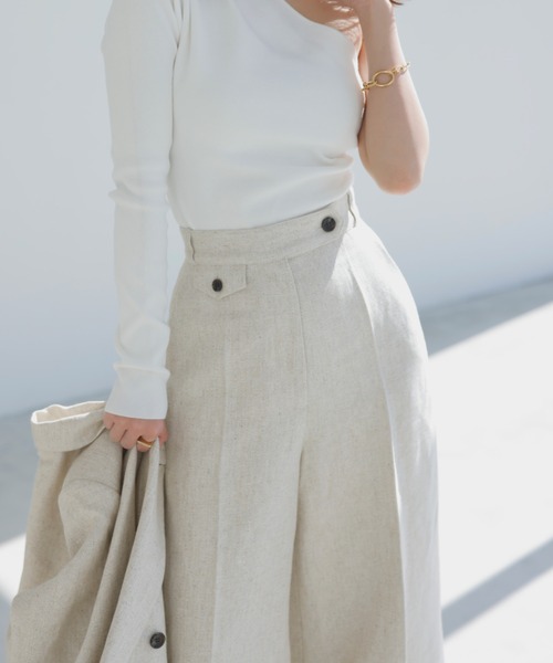anuans パンツ リネンワイドレッグパンツ レディース : ZOZOTOWN Yahoo 