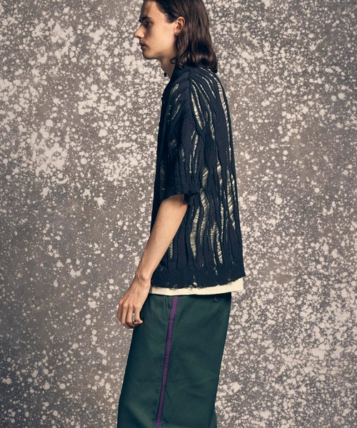 【MAISON SPECIAL/メゾンスペシャル】デストロイメッシュニットシャツ セール】《UNISEX》Destroy Mesh Prime-Over Short Sleeve Knit