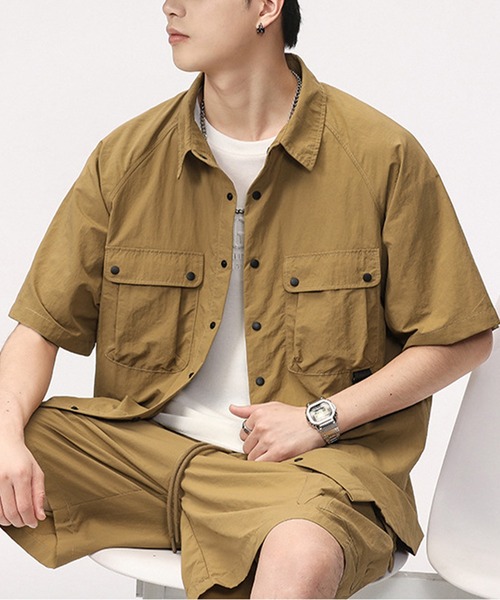 ブラウス シャツ aimoha outdoorユニセックス　ポケット　シャツ レディース メンズ aimoha ブラウス シャツ outdoorユニセックス ポケット シャツ