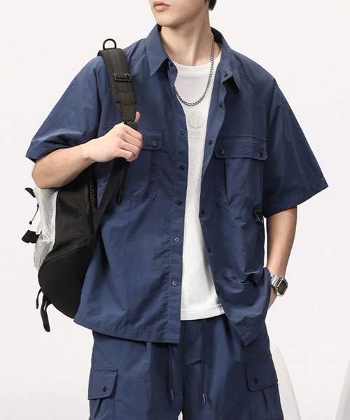 ブラウス シャツ aimoha outdoorユニセックス　ポケット　シャツ レディース メンズ aimoha ブラウス シャツ outdoorユニセックス ポケット シャツ