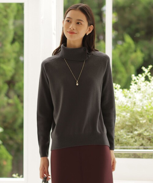 ニット セーター 「洗える」SOFT TOUCH WOOL リブ切り替え ニット レディース