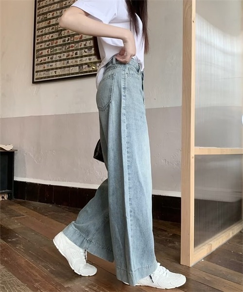 ワイドデニムパンツ ジーンズ フレア コットン 3colors XS/XXL 001-mml203n-1.jpg