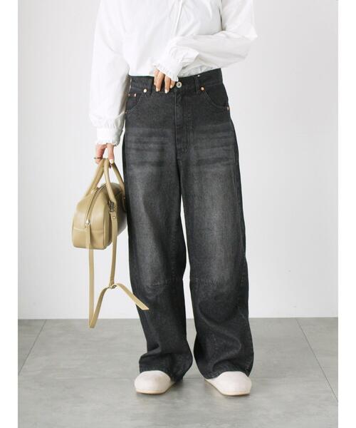 リジットデニム バレルレッグ バギー Lugnoncure パンツ バレルレッグバギーデニムパンツ レディース
