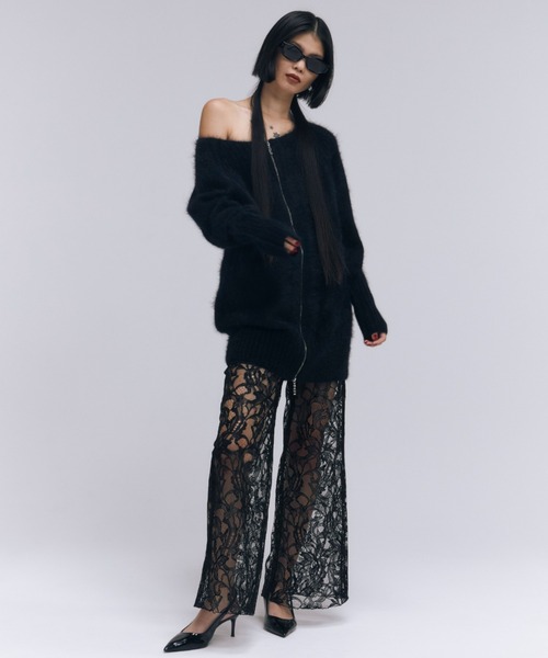 「JOSE MOON」 ニットカーディガン FREE ブラック レディース JOSE MOON ニット セーター ZIP KNIT CARDIGAN/ジップニット