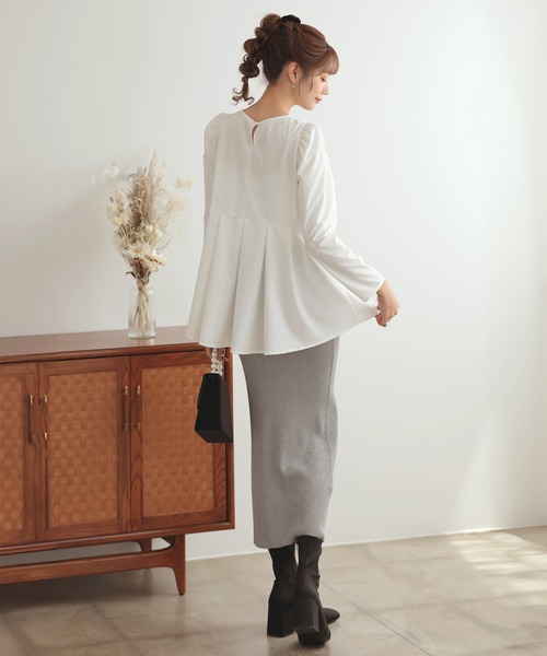 MERAKI ブラウス シャツ バイカラーフリルデザインブラウス レディース