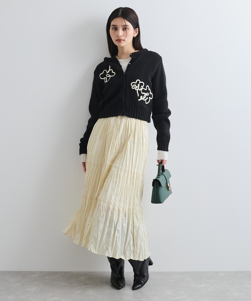 VIS（ビス） カーディガン 「WEB限定」刺繍フラワーカーディガン