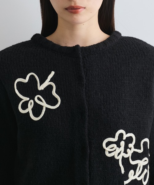 VIS（ビス） カーディガン 「WEB限定」刺繍フラワーカーディガン