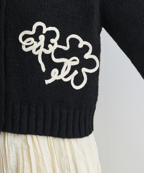 VIS（ビス） カーディガン 「WEB限定」刺繍フラワーカーディガン