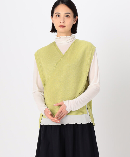 ベスト ジレ ドライタッチコットン フロントクロスベスト レディース