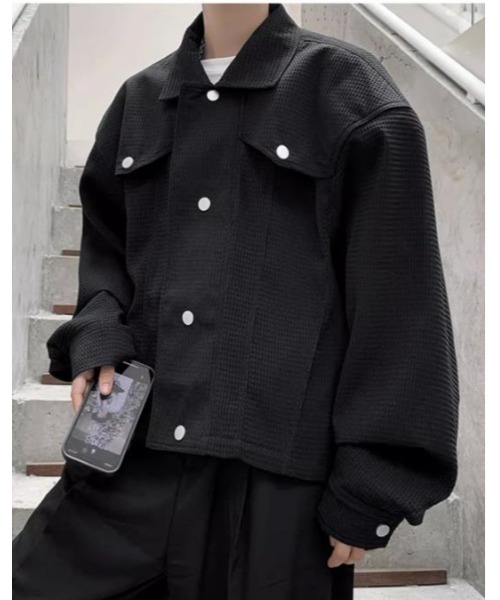 ジャケット・アウター sears BLACK CHAMBLEY SHOP CORT revertical コート ジャケット ワッフルショート丈ジャケット メンズ