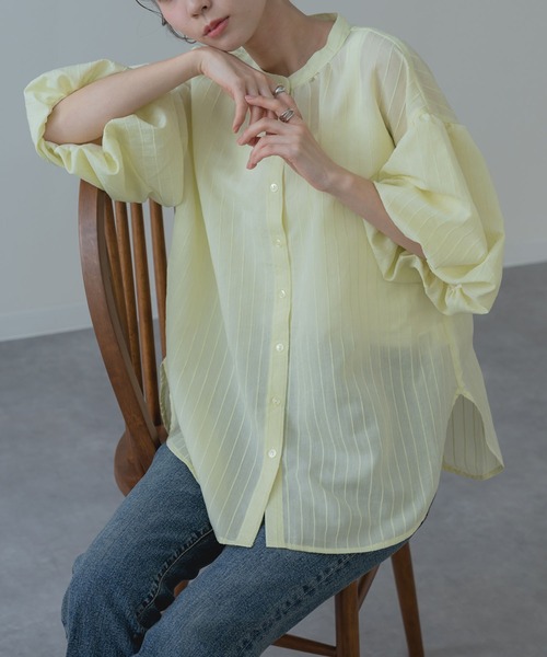 シャツ+ブラウス(半袖+袖なし) balloon tops black ESMOK サブロク（SABUROKU） ブラウス シャツ 着るだけで 華やぐ 半袖