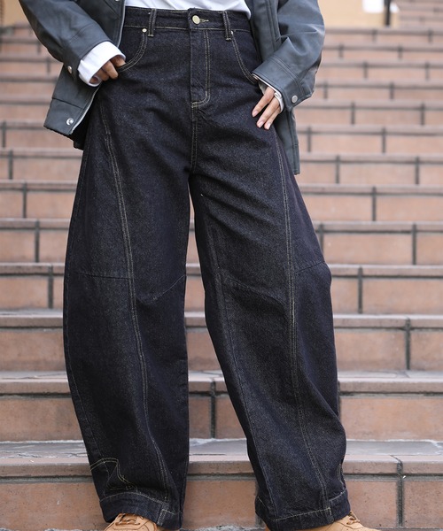 ジーンズ 新色追加！HOOK -select- 逆さデザインバルーンジーンズ