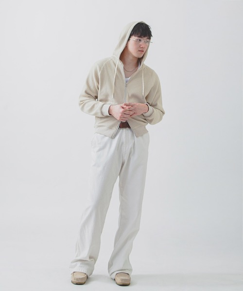 ZIP FIVE -White Line- パーカー 「White Line」 ワッフル ダブル