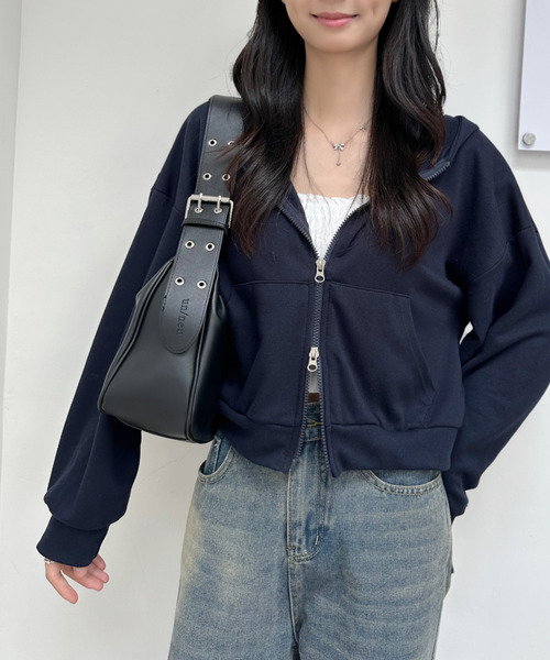 パーカー 着回し力バツグン！ゆるっとラフな万能ショートジップ