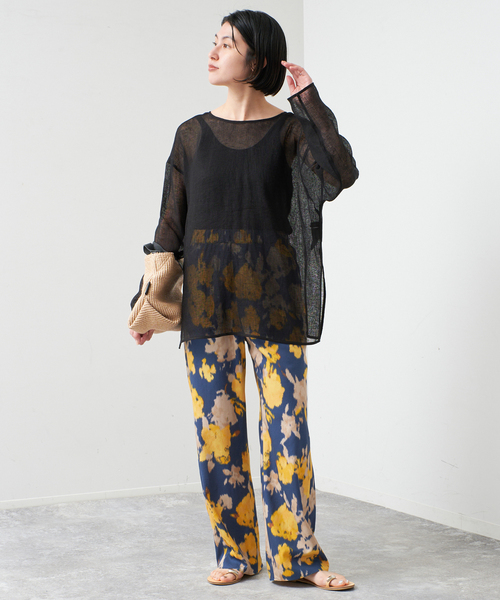 Spick＆Span パンツ ファジーフラワーイージーパンツ レディース