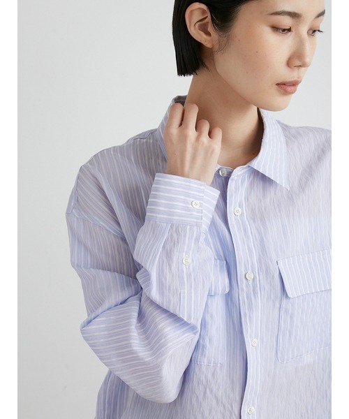 【試着のみ】miesrohe ストライプとろみポケットシャツ MIESROHE｜ストライプとろみポケットシャツ | Rakuten Fashion