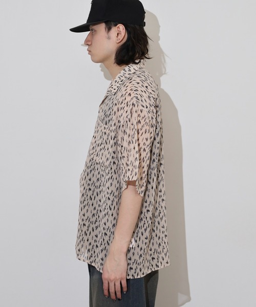 ❤️年中使えるヒョウ柄シアーシャツ★デートにもぴったり Many men, many minds. シャツ MANYMENMANYMINDS ヒョウ柄シアー