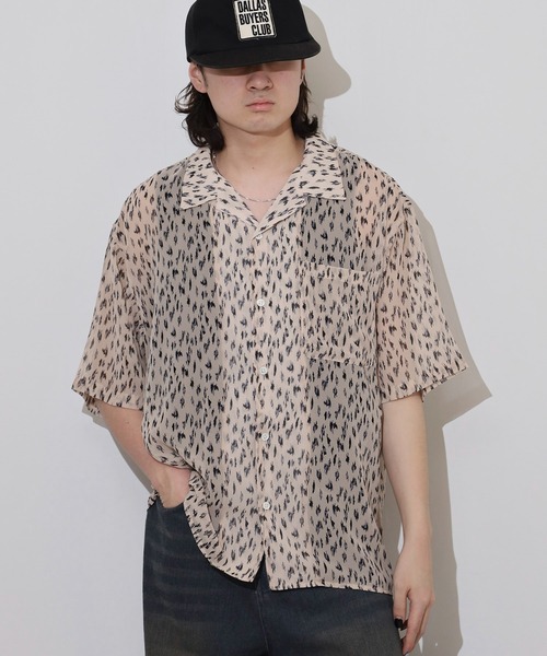 Many men, many minds. シャツ MANYMENMANYMINDS ヒョウ柄シアー