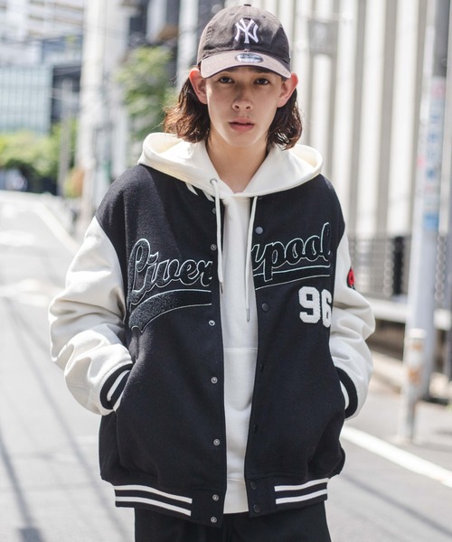 「WEGO」 スタジャン X-LARGE ネイビー メンズ_画像3