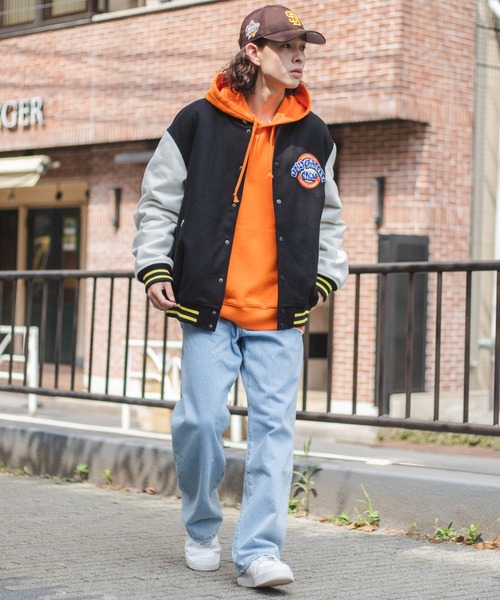 「WEGO」 スタジャン X-LARGE ネイビー メンズ_画像9