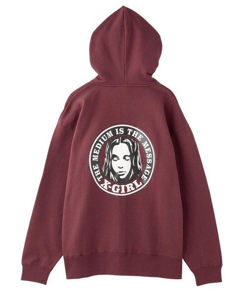 X-girl パーカー CIRCLE LOGO AND FACE ZIP UP SWEAT HOODIE