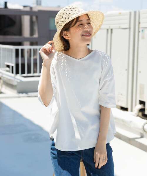 「URBAN RESEARCH DOORS」 半袖カットソー MEDIUM ネイビー レディース URBAN RESEARCH DOORS 「URBAN DOORS」 半袖Tシャツ MEDIUM