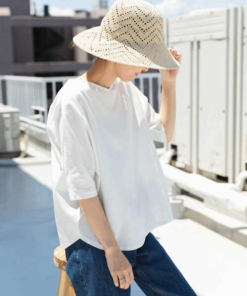「URBAN RESEARCH DOORS」 半袖カットソー MEDIUM ネイビー レディース URBAN RESEARCH DOORS 「URBAN DOORS」 半袖Tシャツ MEDIUM