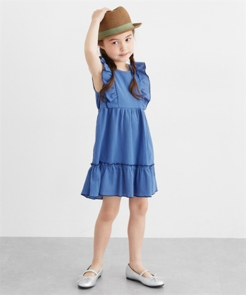 ワンピース 配色メロウノースリーブワンピース キッズ 子供服 女の子