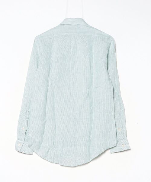 ポロラルフローレン ストライプド リネンシャツ グリーン L相当 極美品 POLO RALPH LAUREN - ポロラルフローレン ストライプド リネンシャツ