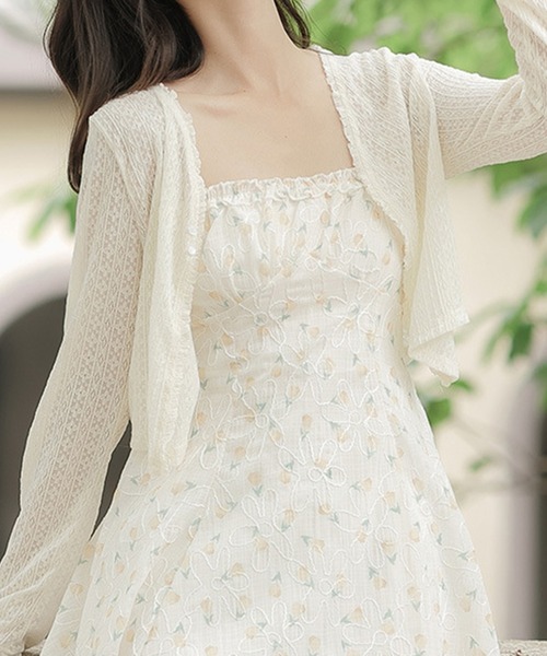 Blanc de Blue カーディガン フェミニンレースカーディガン レディース